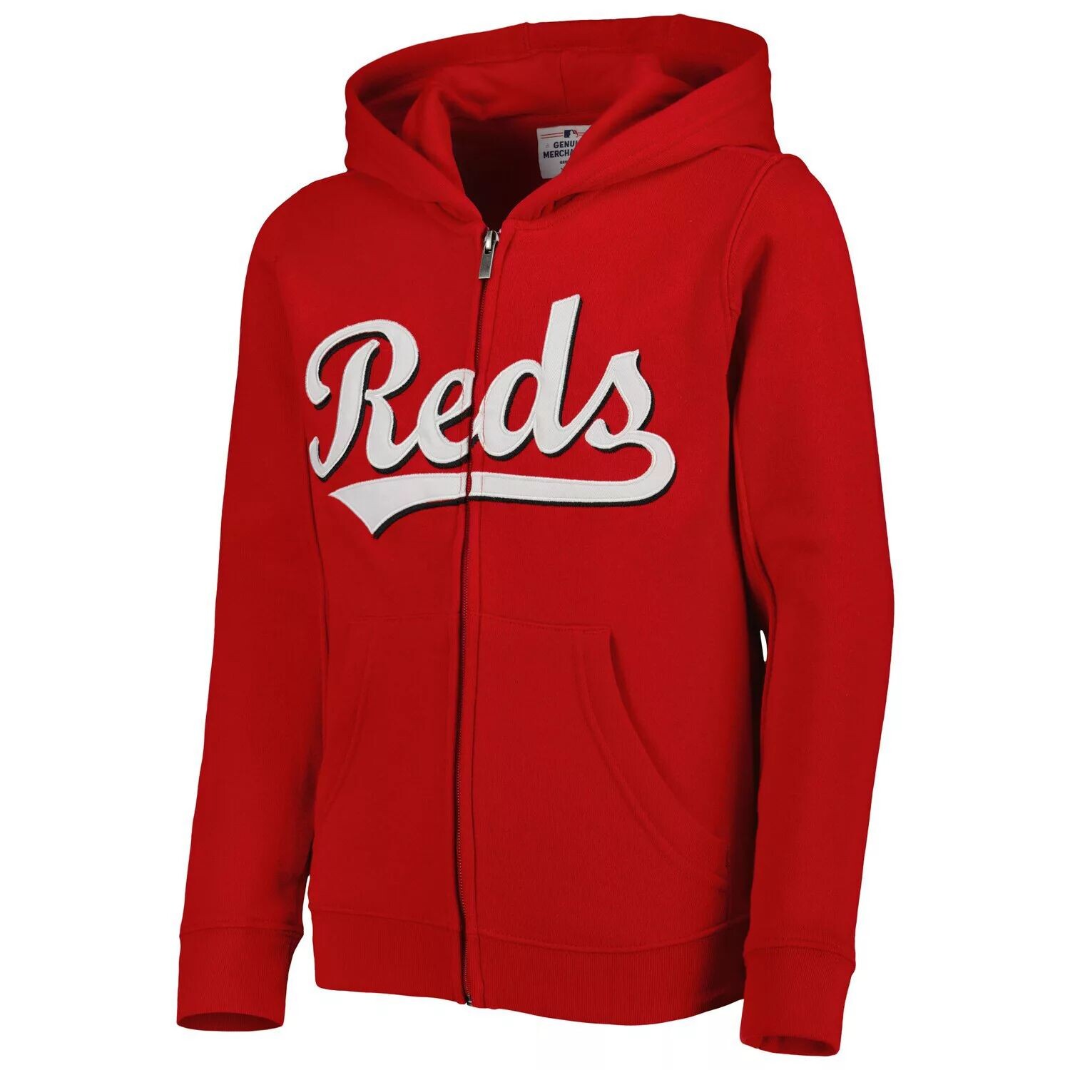 Молодежная красная флисовая толстовка с молнией во всю длину Cincinnati Reds Wordmark Outerstuff — фото 2