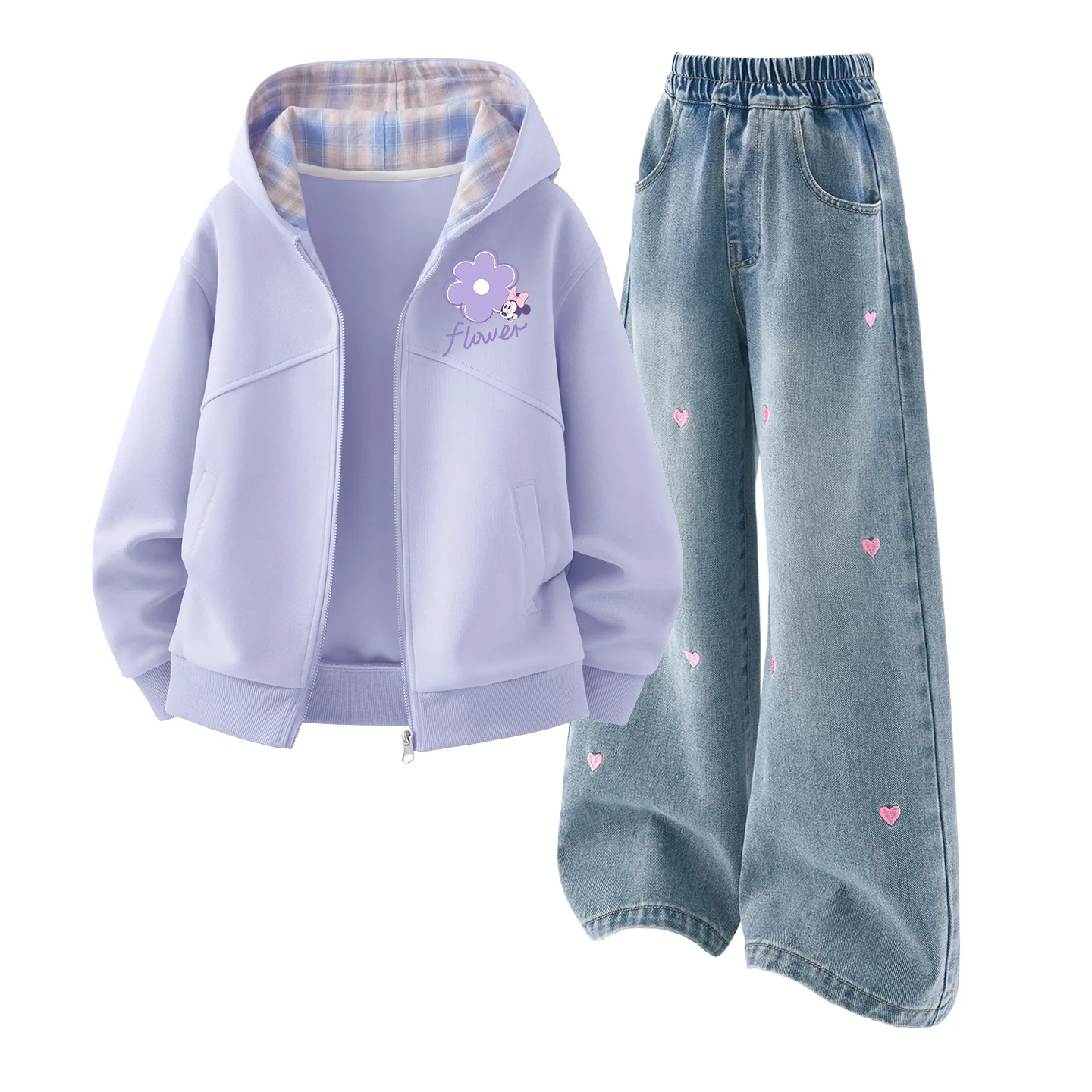 Детская повседневная спортивная футболка с круглым вырезом Disney, Delorane K Twilight Mountain Purple+Solid Color Sea Salt Blue
