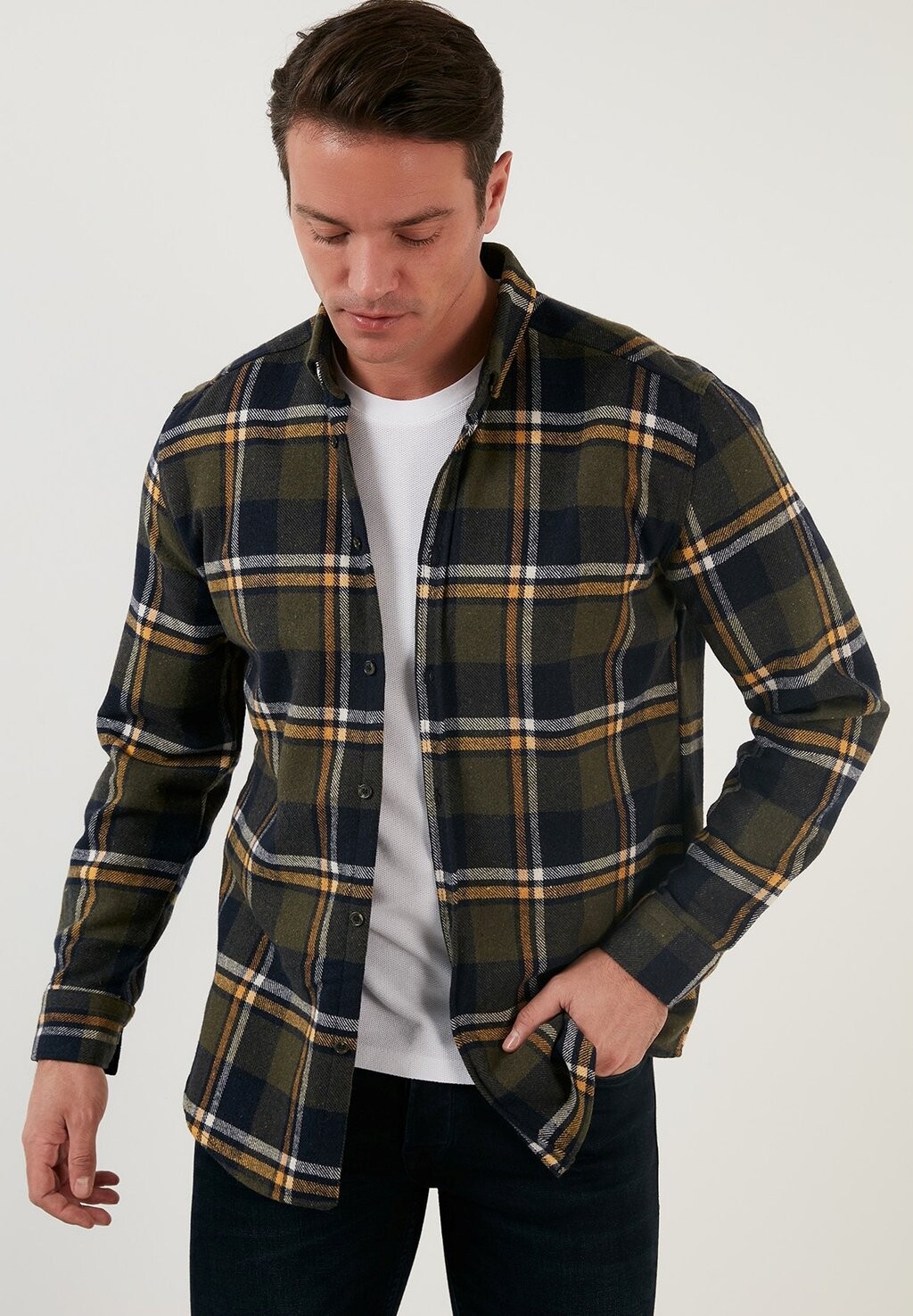 

Рубашка Plaid Patterned Buratti, цвет khaki yellow