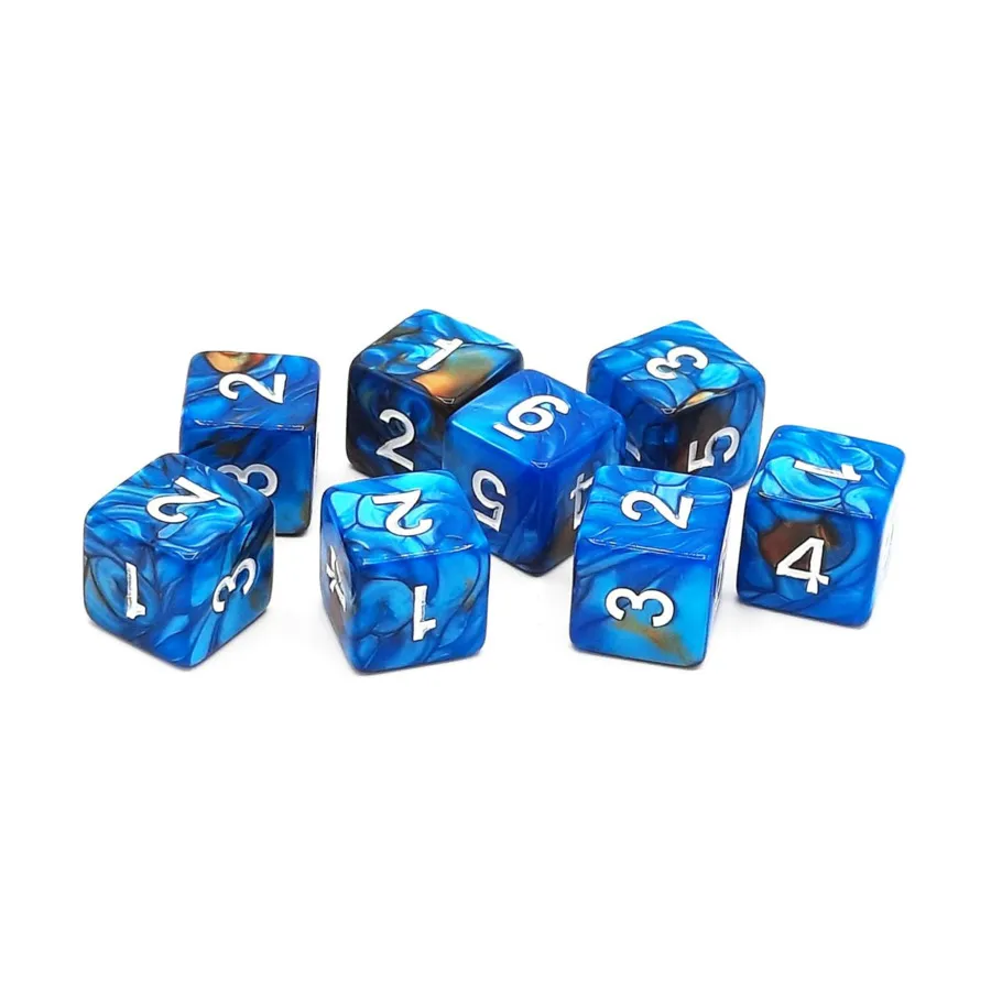 

Комплект d6 — бирюзово-коричневый с белым (8), Acrylic-Resin Dice - Vorpal (d6s)