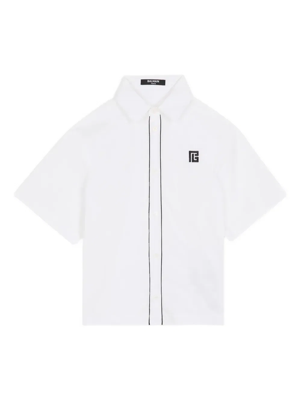Рубашка с отделкой логотипом Balmain Kids, белый