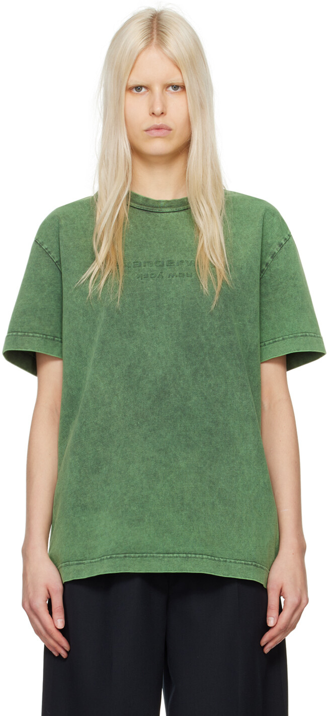 

Зеленая футболка с тиснением Alexander Wang, цвет Acid fern