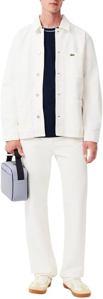 Lacoste Мужская футболка стрейч-пике с полосатым воротником, Navy Blue — фото 4