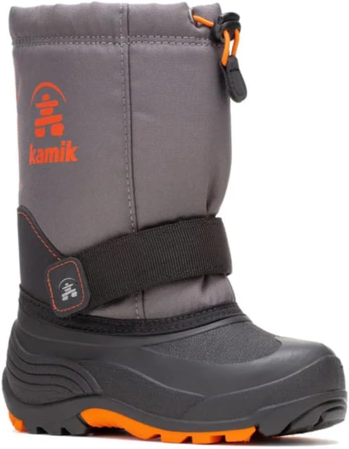 

Сапоги Kamik Rocket с утеплителем для снега - водонепроницаемый верх и детская водонепроницаемая обувь - снегоступы с легкой фиксацией шнурков для детей - съемная утепленная стелька - средняя застежка на липучке