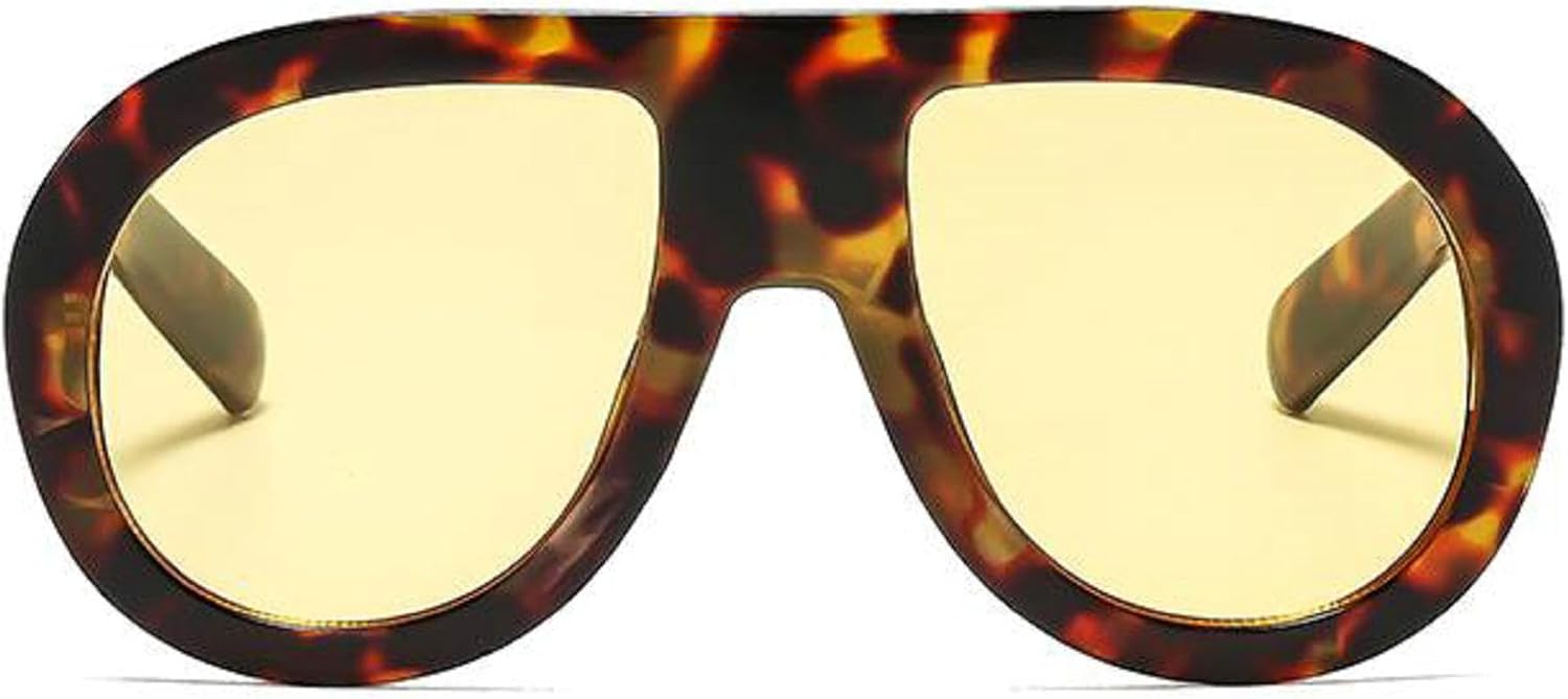 

Популярные модные солнцезащитные очки-пилот для женщин, ретро, ​​массивные, дизайнерские, мужские, панк, градиентные, UV400, большие солнцезащитные очки mincl, Leopard Yellow