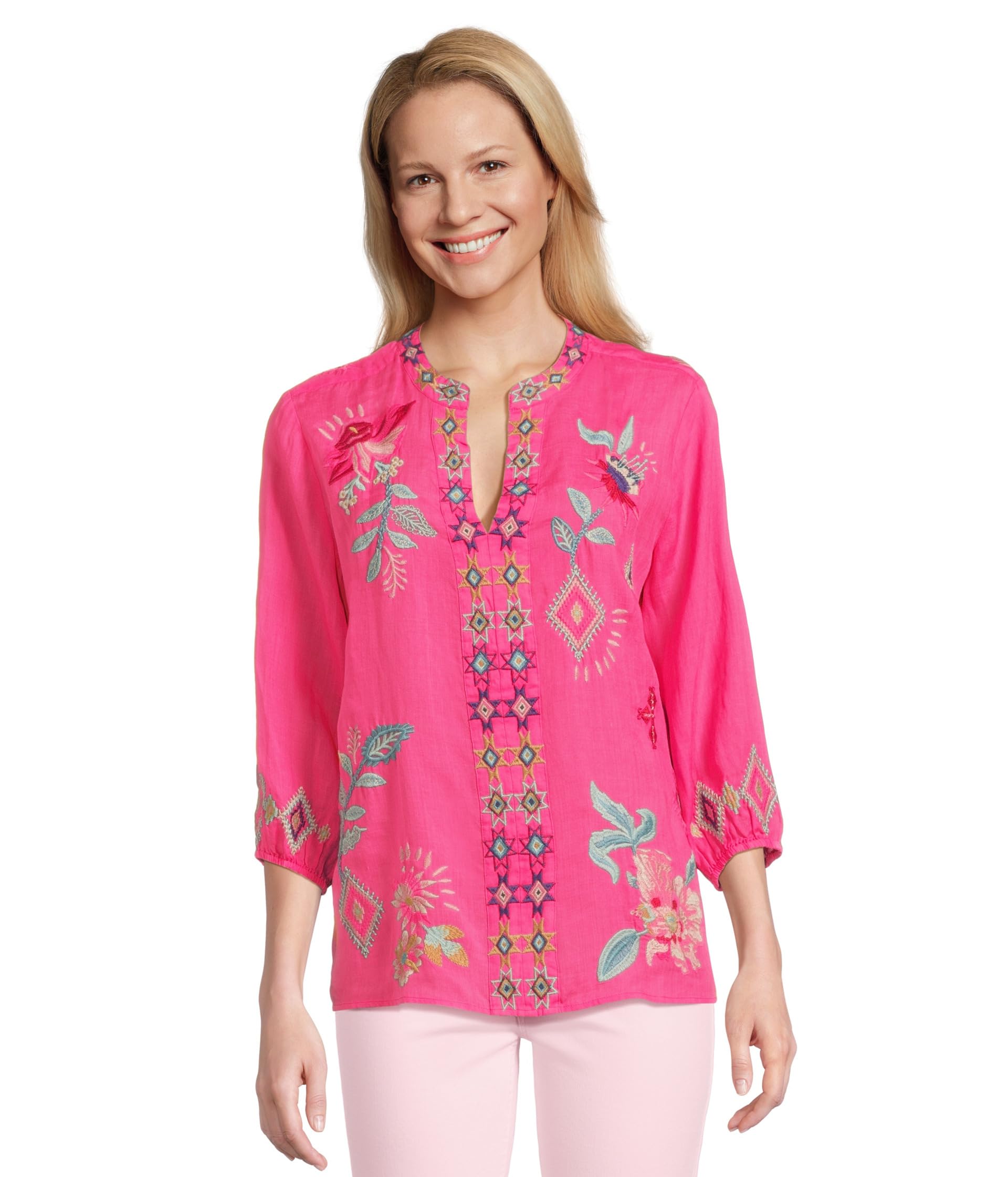 

Блуза Johnny Was Paris Effortless Blouse, цвет Fuchsia Fedora