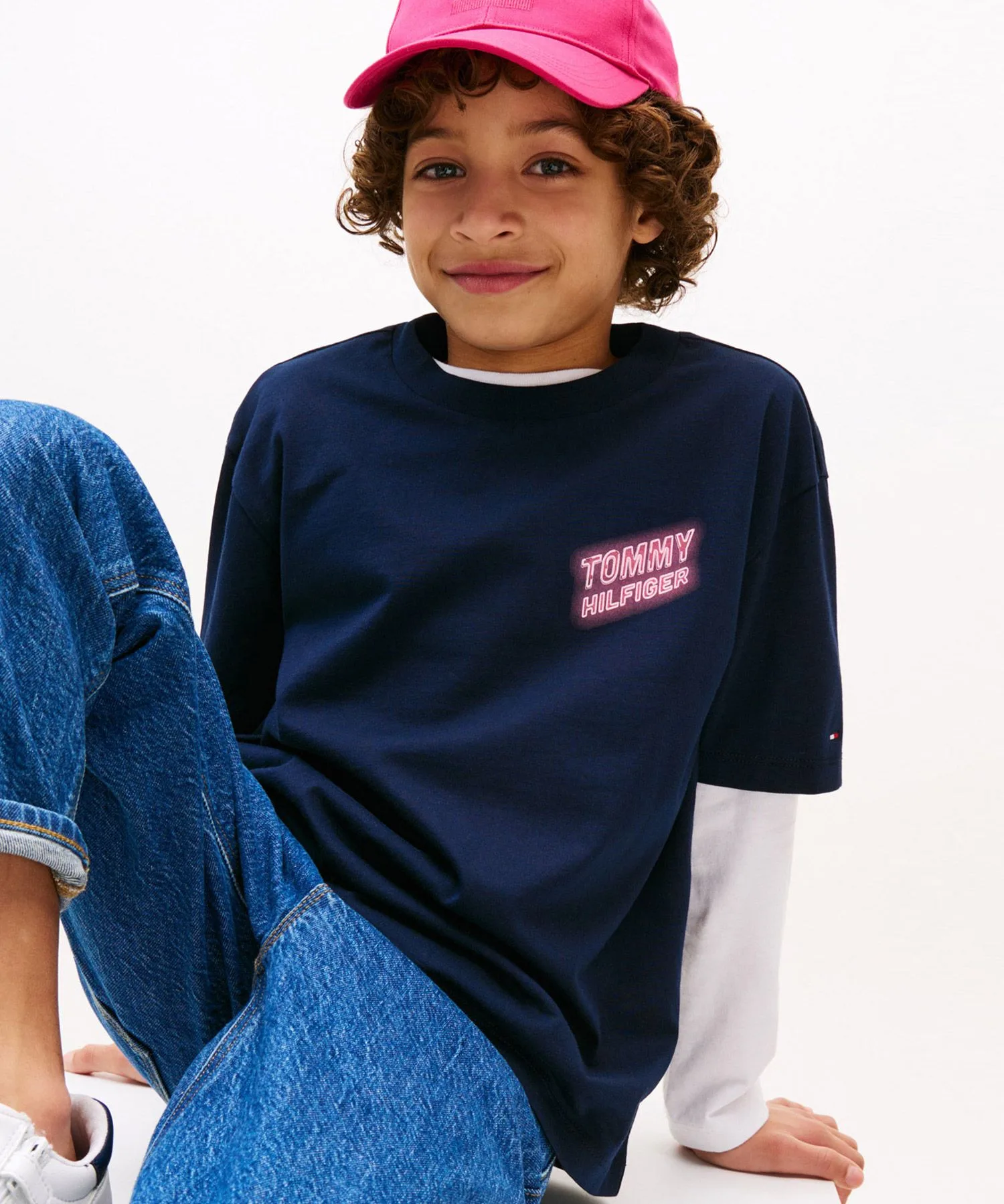 Детская футболка Tommy Hilfiger с коротким рукавом и неоновым принтом — фото 3