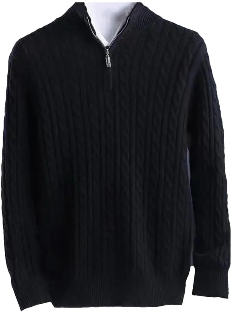 

Мужской свитер из кашемира с молнией и полуворотником