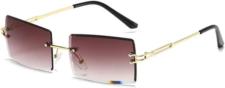 

Солнцезащитные очки без оправы прямоугольной формы для женщин, квадратные модные очки без оправы, маленькие винтажные очки-баффы для мужчин HEPTAGRAM 7, Purple