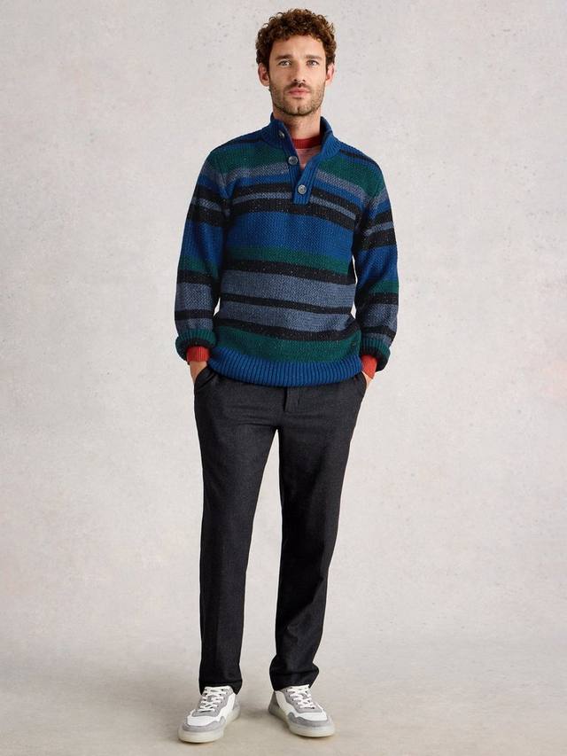 

Беркли свитер из тяжелой смесовой ламы с кабельным узором и полосками White Stuff, Blue/Multi