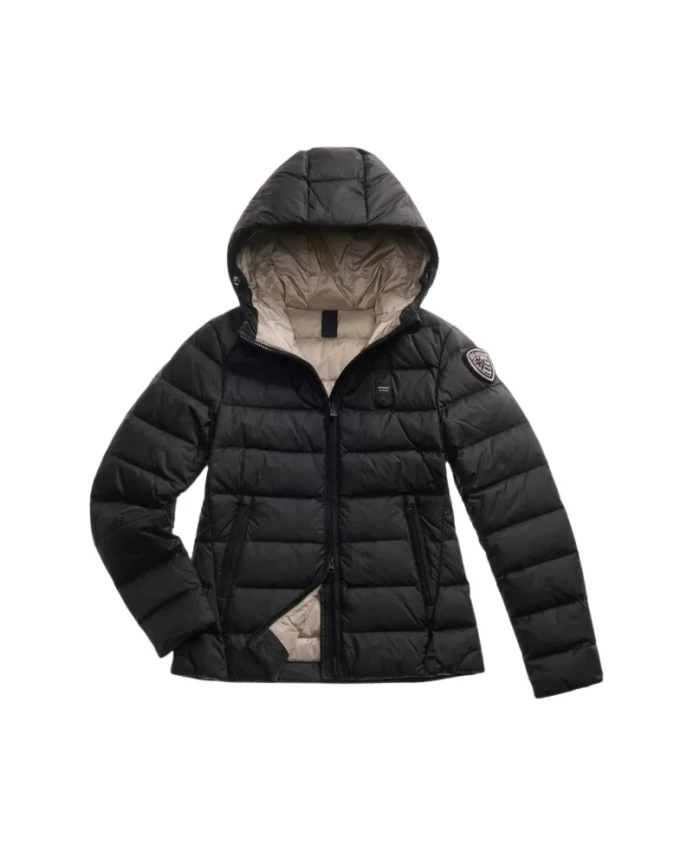 

Черная стеганая пуховая куртка в полоску Blauer, черный