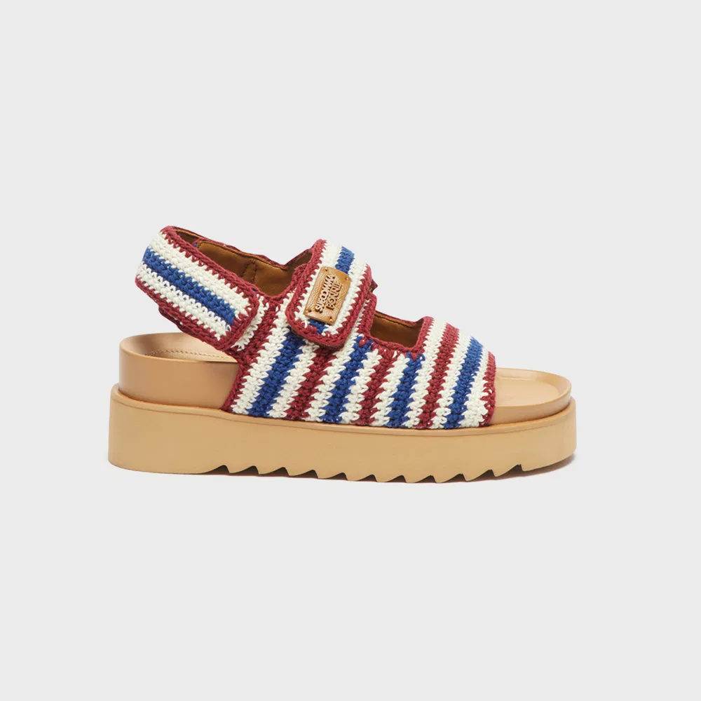 Мужские плетёные сандалии Crochet Stripe коричневые от Suecomma Bonnie