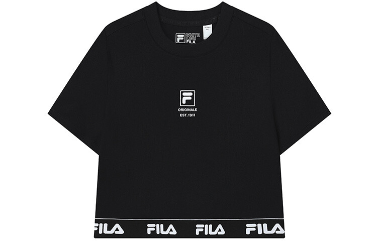 

Укороченный топ женский, цвет черный как смоль Fila