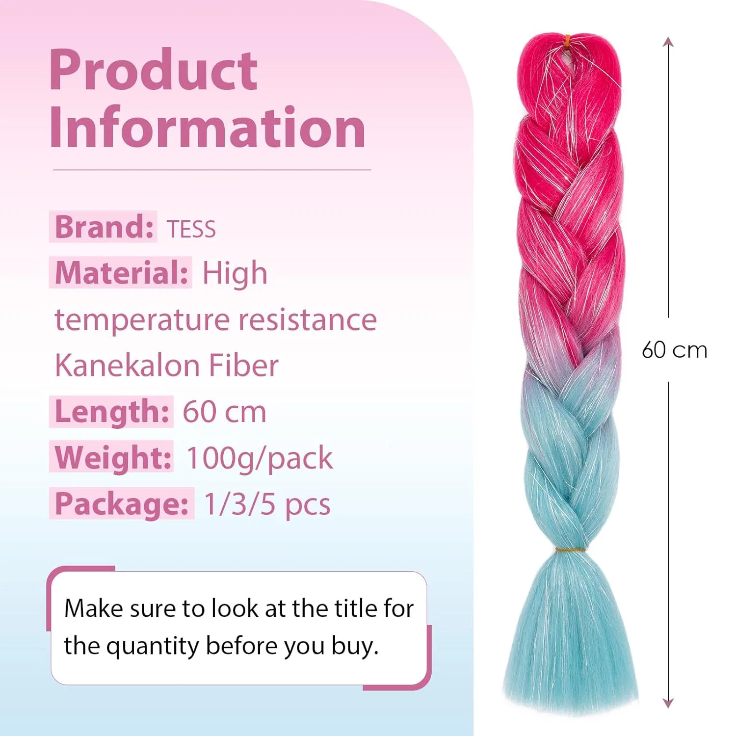 Искусственные волосы для плетения TESS Braids Extensions с блестками Tess — фото 2