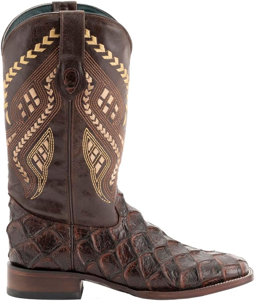 

Мужские повседневные сапоги Ferrini Italia Bronco с вышивкой и принтом Пираруку, квадратный носок, средняя голень - черные