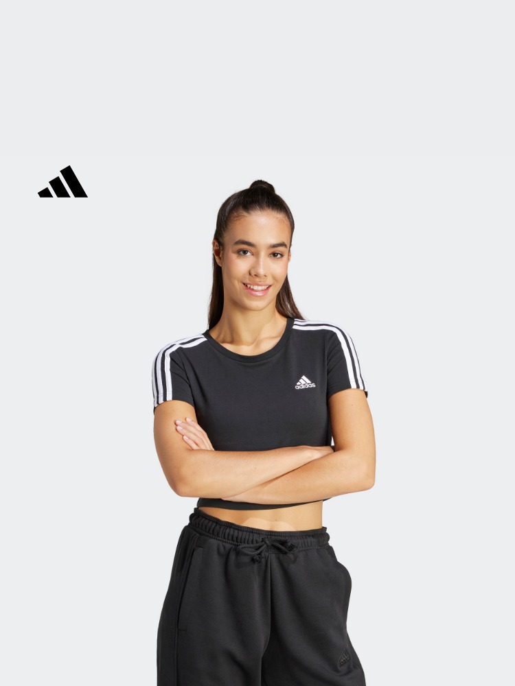 

Топ короткий Adidas с круглым вырезом, белый