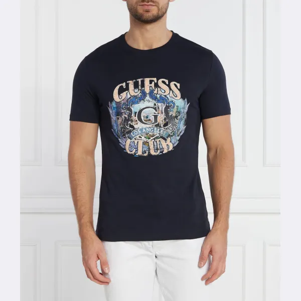 

Узкая футболка узкого кроя с логотипом SS cn Guess, синий