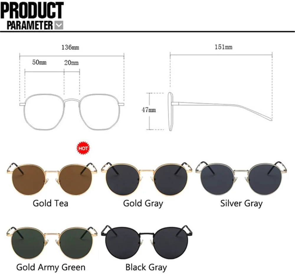 

Солнцезащитные очки для женщин и мужчин, круглые, в стиле хип-хоп, с металлической оправой, для активного отдыха, с защитой от УФ-излучения UV400 HCPIHF, 1