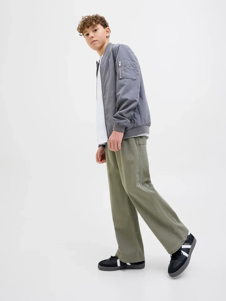 Штаны карго, хлопок и эластан, JACK & JONES Junior, хаки — фото 4
