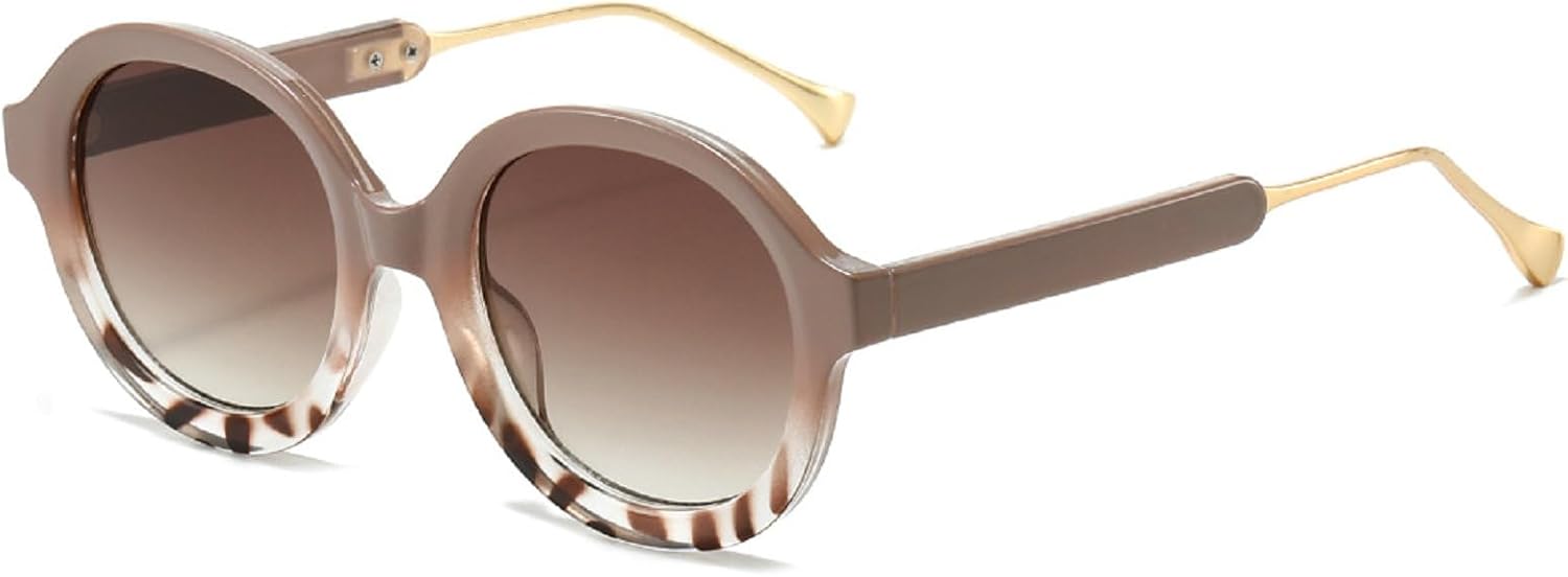 

Ретро женские круглые солнцезащитные очки, модные градиентные очки с защитой от УФ-излучения UV400, мужские панк-солнцезащитные очки коричневого и зеленого цвета mincl, Brown