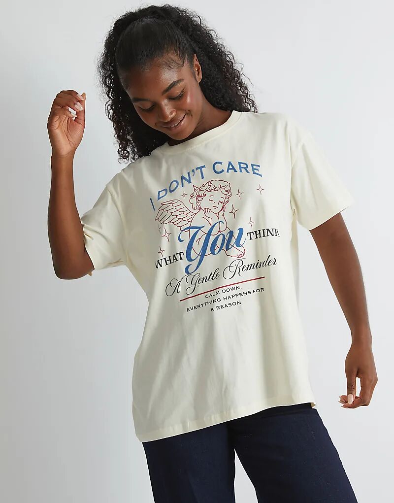 

Футболка Skinnydip London «Мне всё равно» цвета экрю