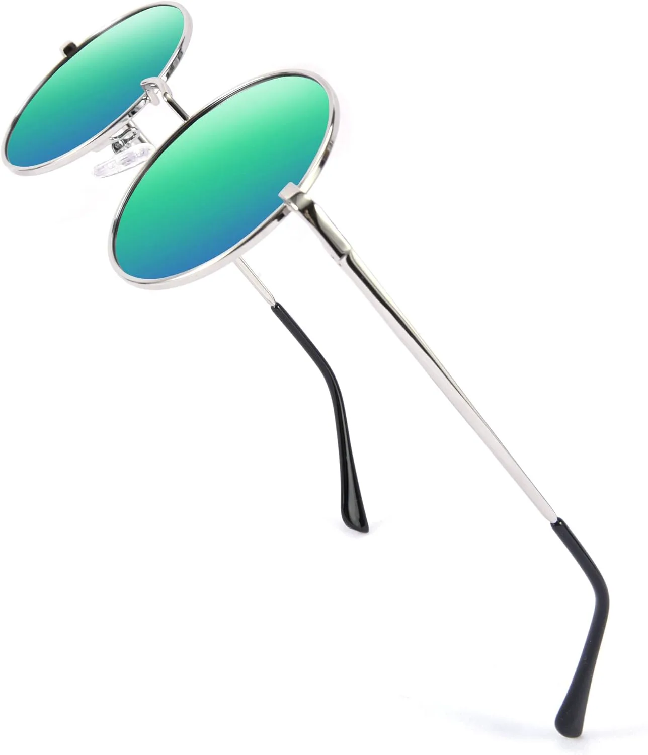 

Солнцезащитные очки FEISEDY в стиле стимпанк, ретро, ​​круглые, поляризованные, металлические, для женщин и мужчин, B2528, 007 Silver Frame Green Mirrored Lenses