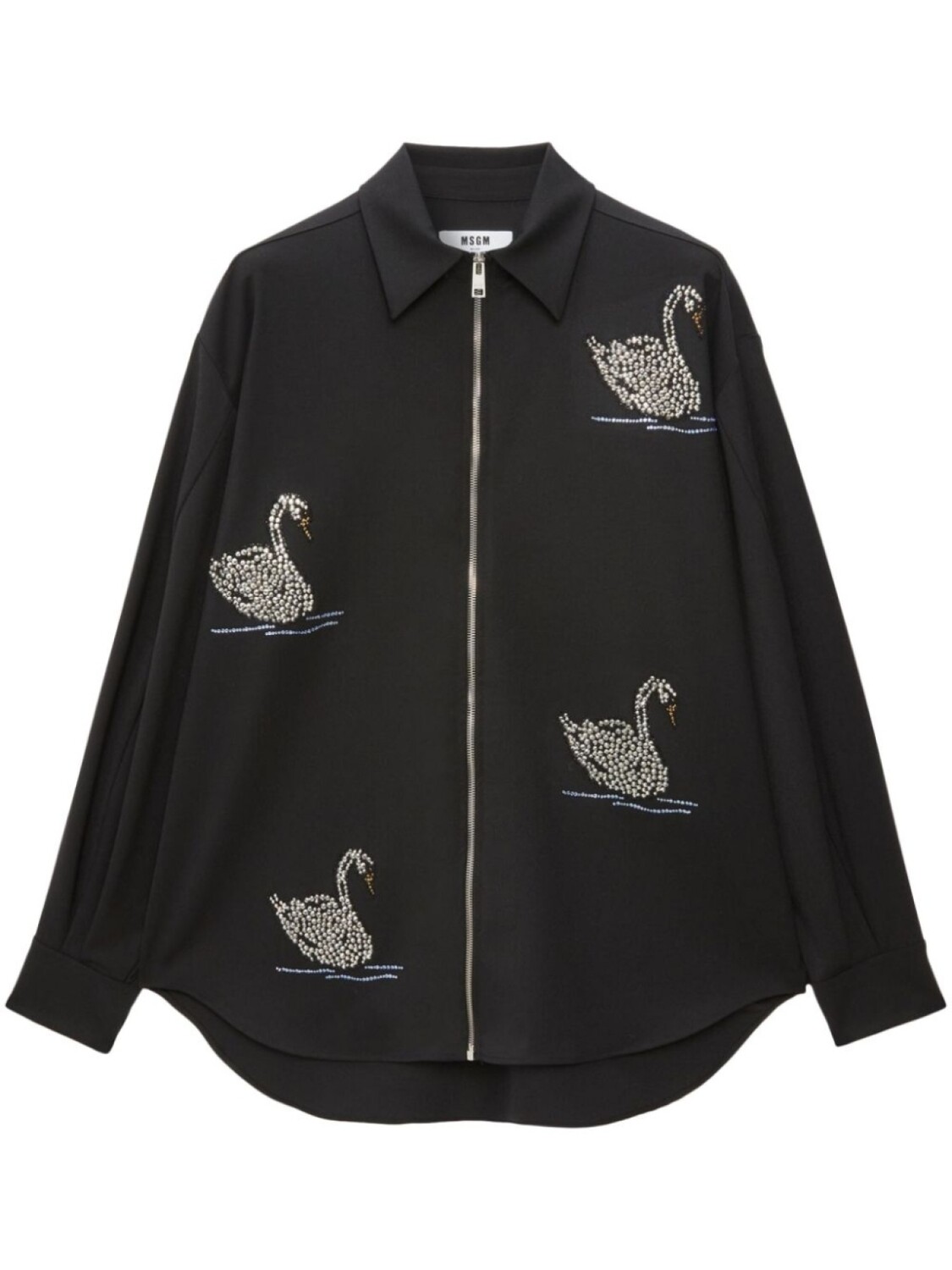 

MSGM рубашка на молнии с заклепками, черный