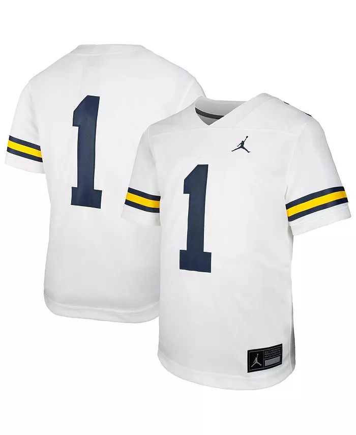 

Реплика игровой майки White Michigan Wolverines Untouchable для больших мальчиков и девочек Jordan