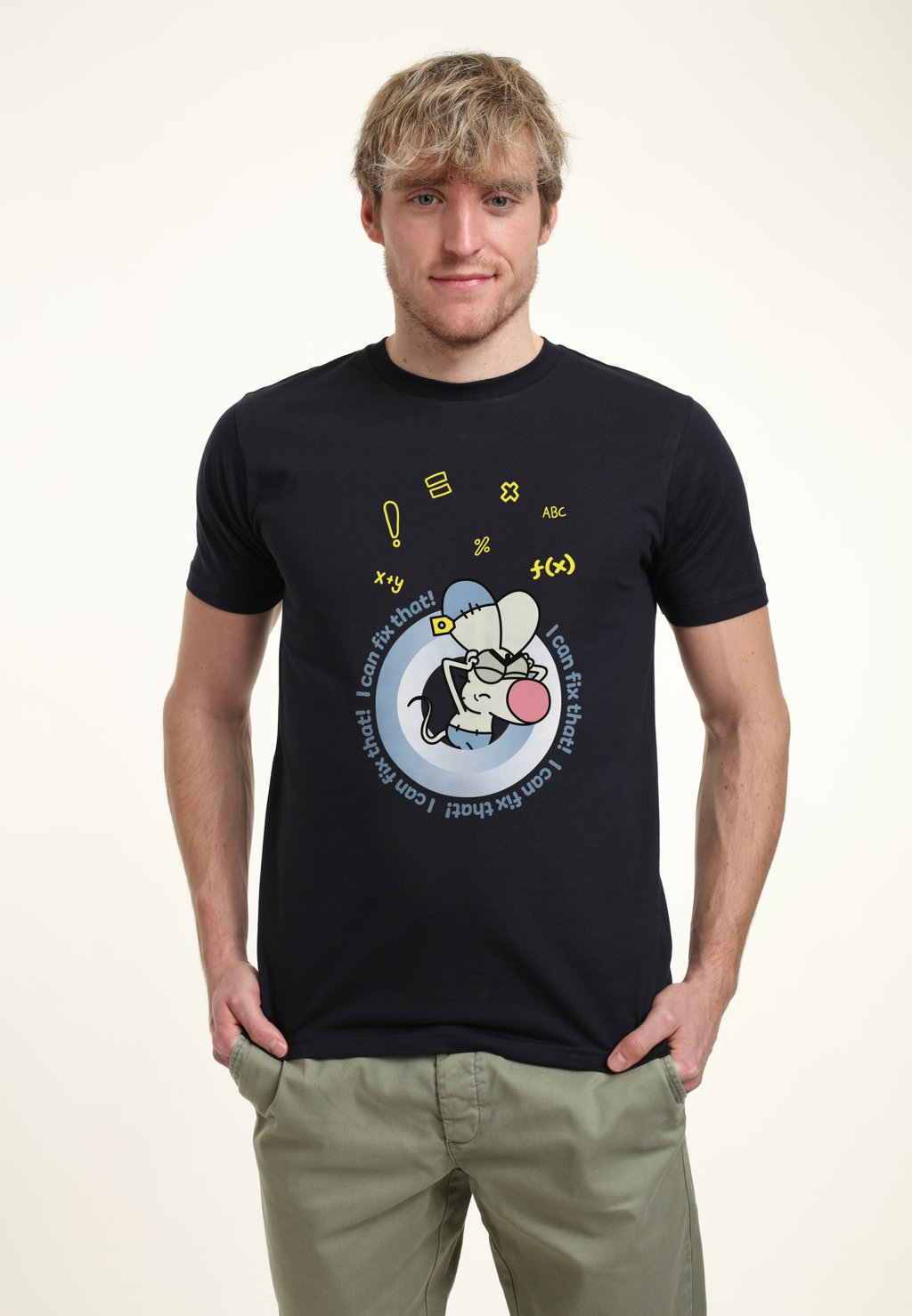 

Футболка с принтом DOG CAT MOUSE CHEESE I CAN FIX THAT Henry Tiger, темно-синий