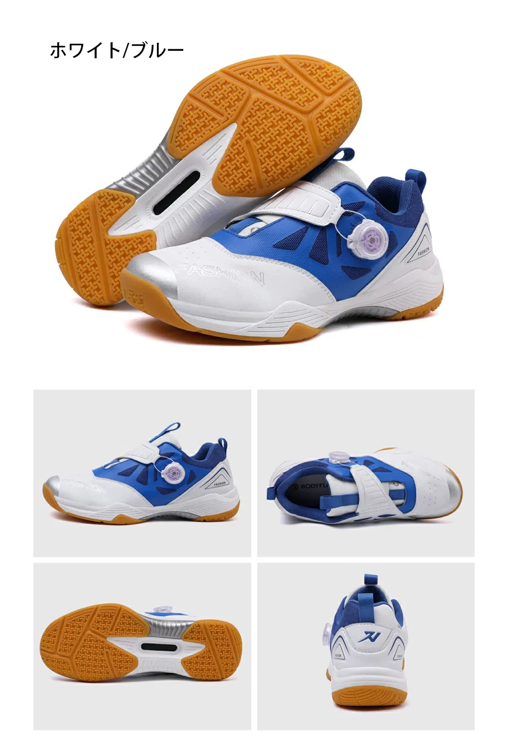 Спортивные кроссовки для бадминтона и зала, White/Blue — фото 2