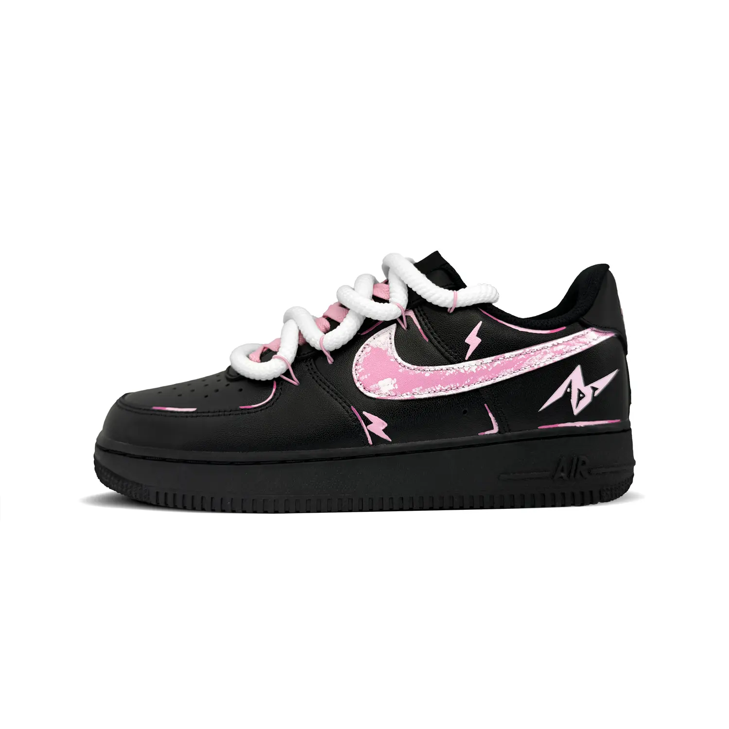 

Nike Кроссовки Air Force 1 Pink Ink Glitter, износостойкие, низкие, мужские, для скейтбординга, черно-розовые