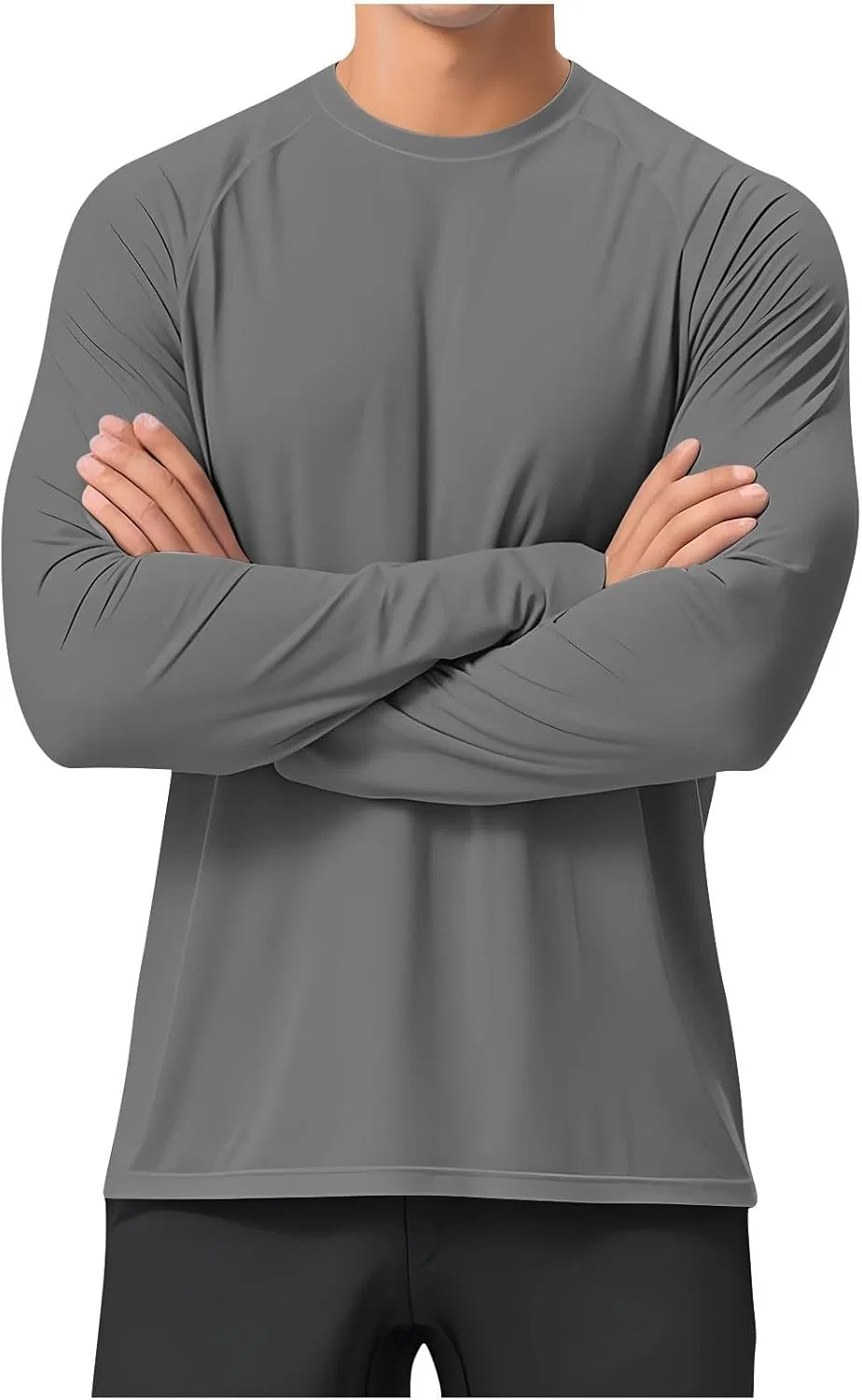 Футболка с длинным рукавом UPF 50+, бренд Generic, Dark Gray — фото 2