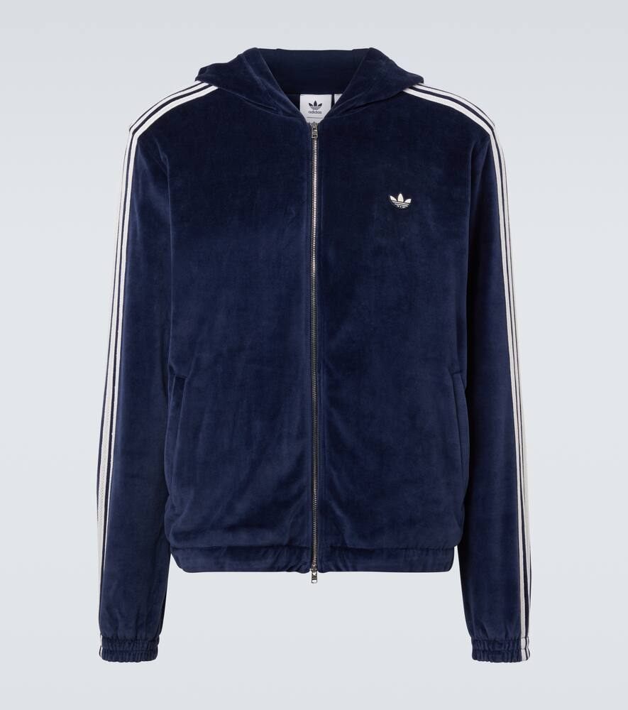 

Уэльс Боннер худи из бархата с хлопком Adidas, Night Navy