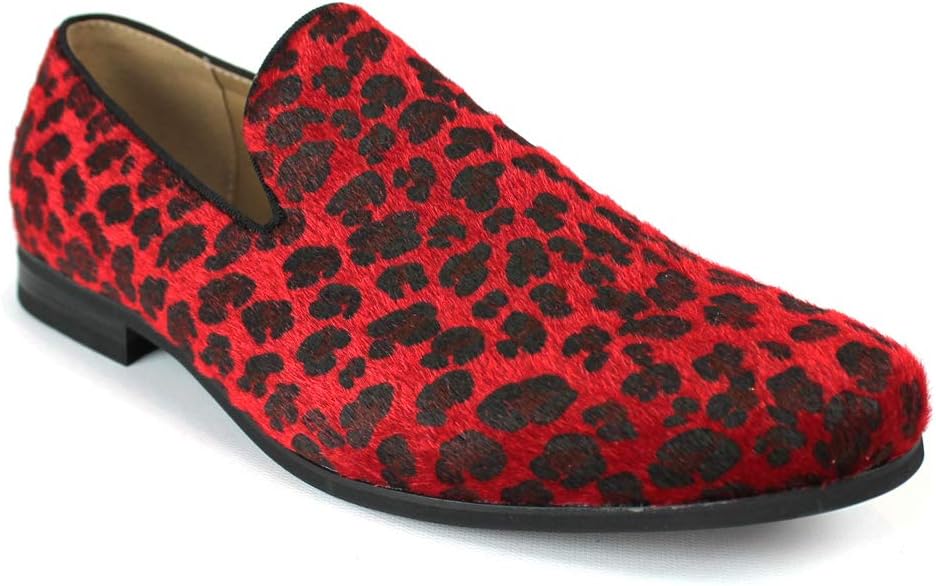 

Мужские слипоны AZARMAN с леопардовым принтом, современные туфли-лоферы, красный