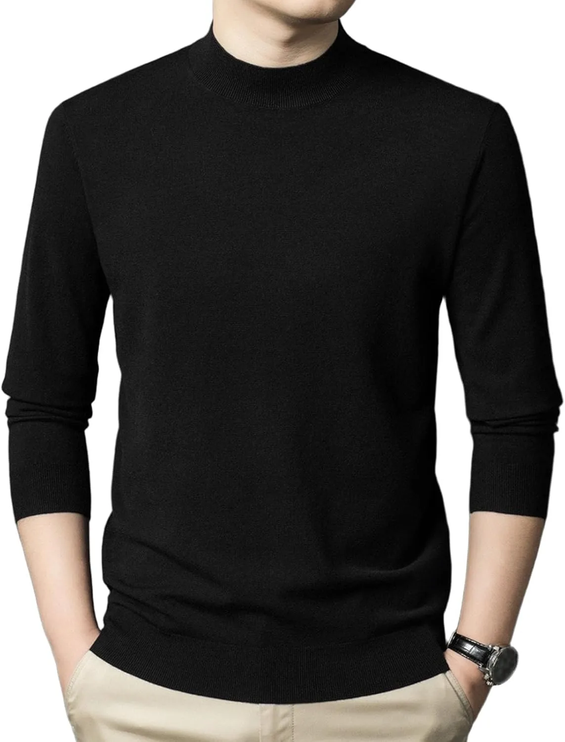 

Мужской воротник-стойка вязаный пуловер с длинным рукавом Slim Fit SWJGLITTR
