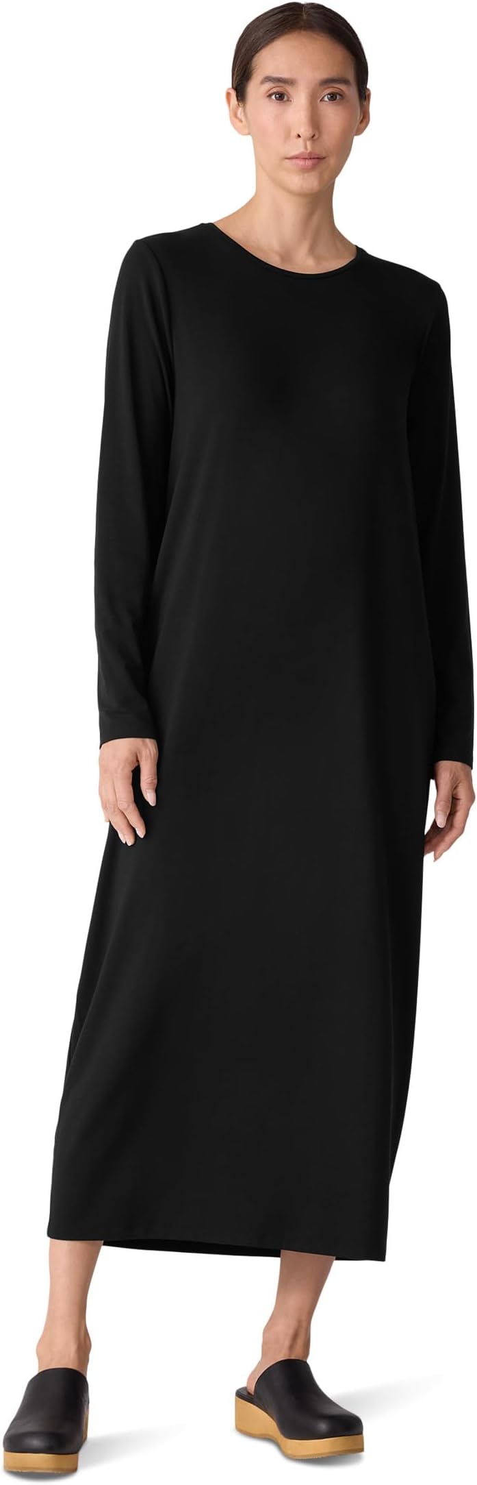 

Платье Eileen Fisher Stretch Jersey Knit Full Length Oval Dress, черный