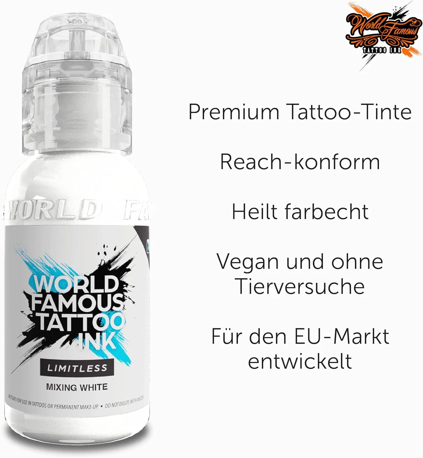 Профессиональная тату-краска «Limitless Mixing White» от World Famous Tattoo Ink World Famous Tattoo Ink — фото 3