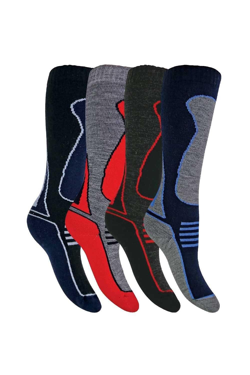 

4 пары длинных лыжных носков из смесовой шерсти до колена Sock Snob, синий