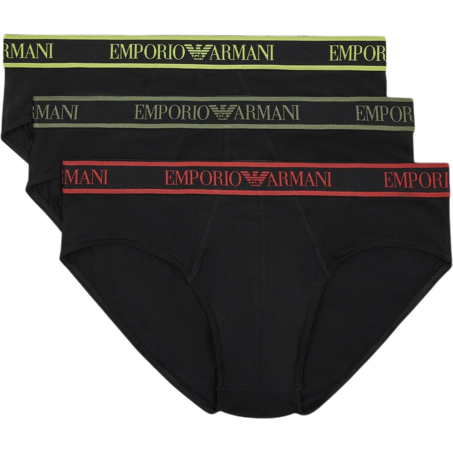 Тройная упаковка трусов с логотипом Core на поясе EMPORIO ARMANI, 3 шт (Чёрный+Чёрный+Чёрный) — фото 3