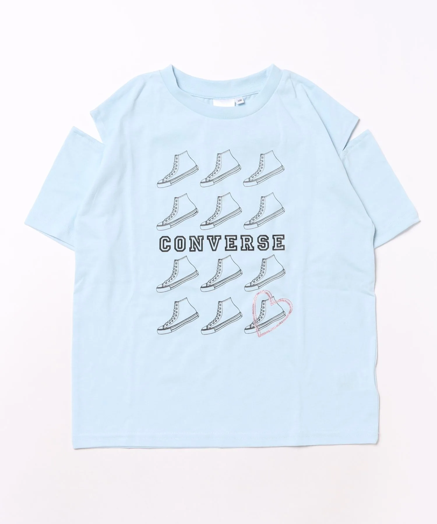 Детская футболка с ламе принтом CONVERSE светло-голубая