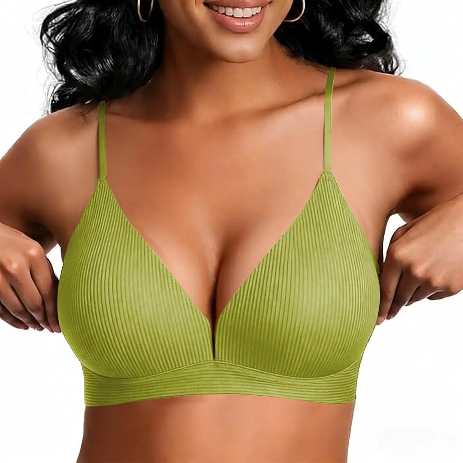 Женский топ-бикини Wireless Triangle Unpadded Plunge Ribbed V-образный вырез — фото 2