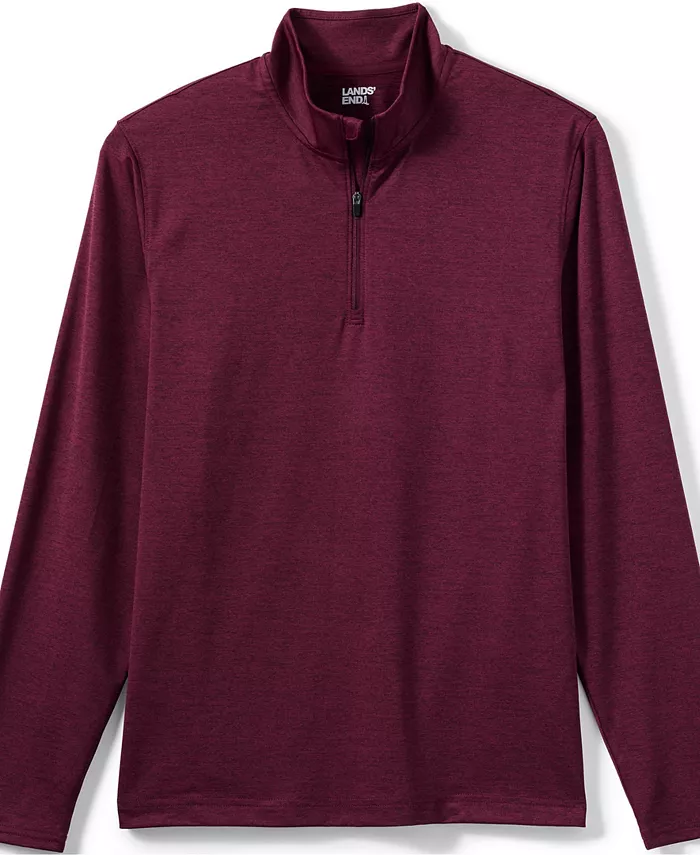 

Мужская унисекс футболка Quarter Zip Pullover с технологией быстрой сушки Space Dye Lands' End, красный