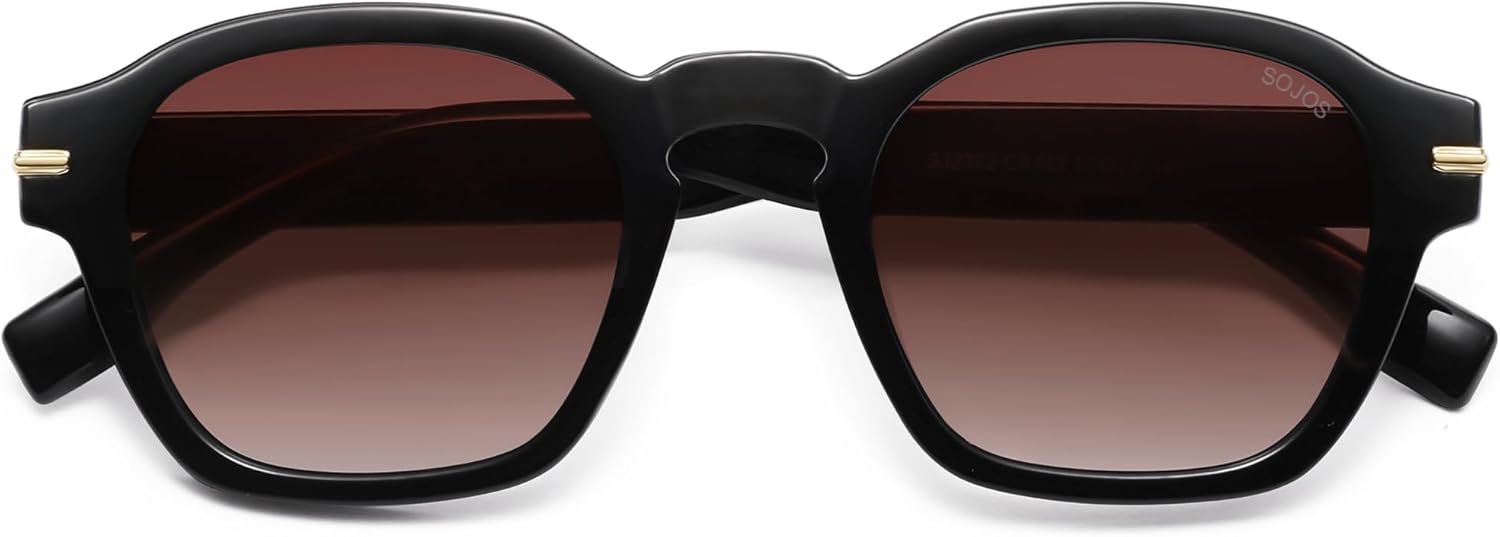 

Солнцезащитные очки SOJOS в винтажном ретро-стиле, квадратные, поляризованные, мужские, стандартной посадки, модные женские солнцезащитные очки SJ2382, Black Frame Brown Grading Lens