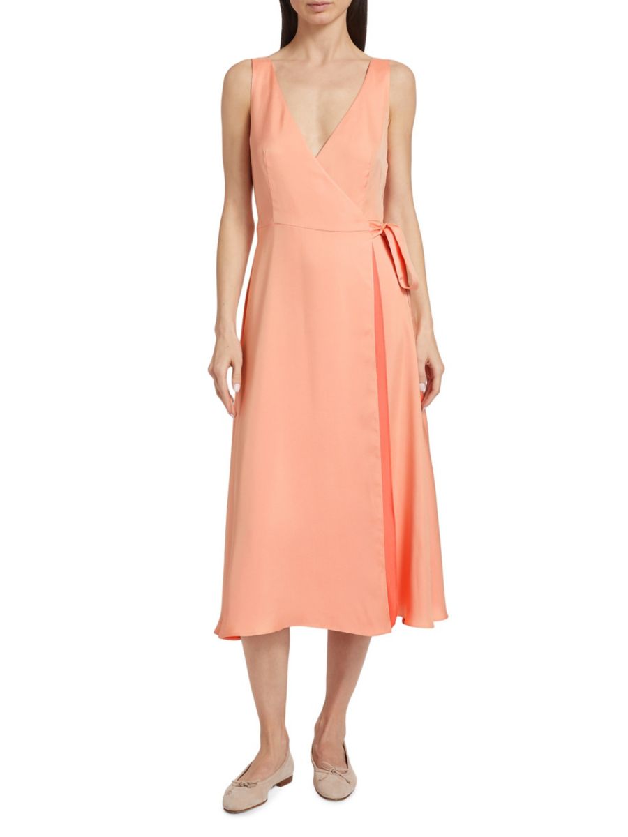 

Платье-миди Kathleen из атласа без рукавов с запахом Derek Lam 10 Crosby, цвет Sunset Sherbert