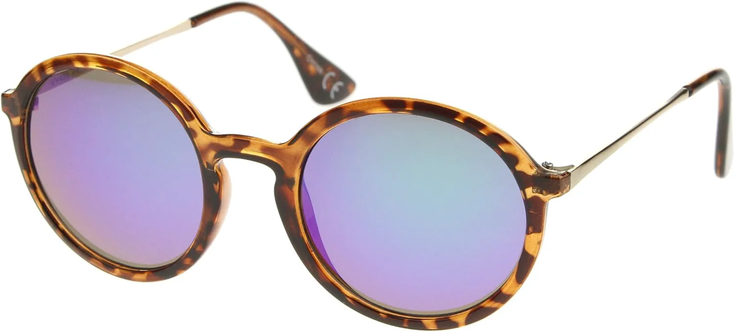 

Солнцезащитные очки zeroUV среднего размера в современном стиле, с металлическими дужками, зеркальными линзами, круглые, 49 мм, Tortoise / Green Blue Mirror