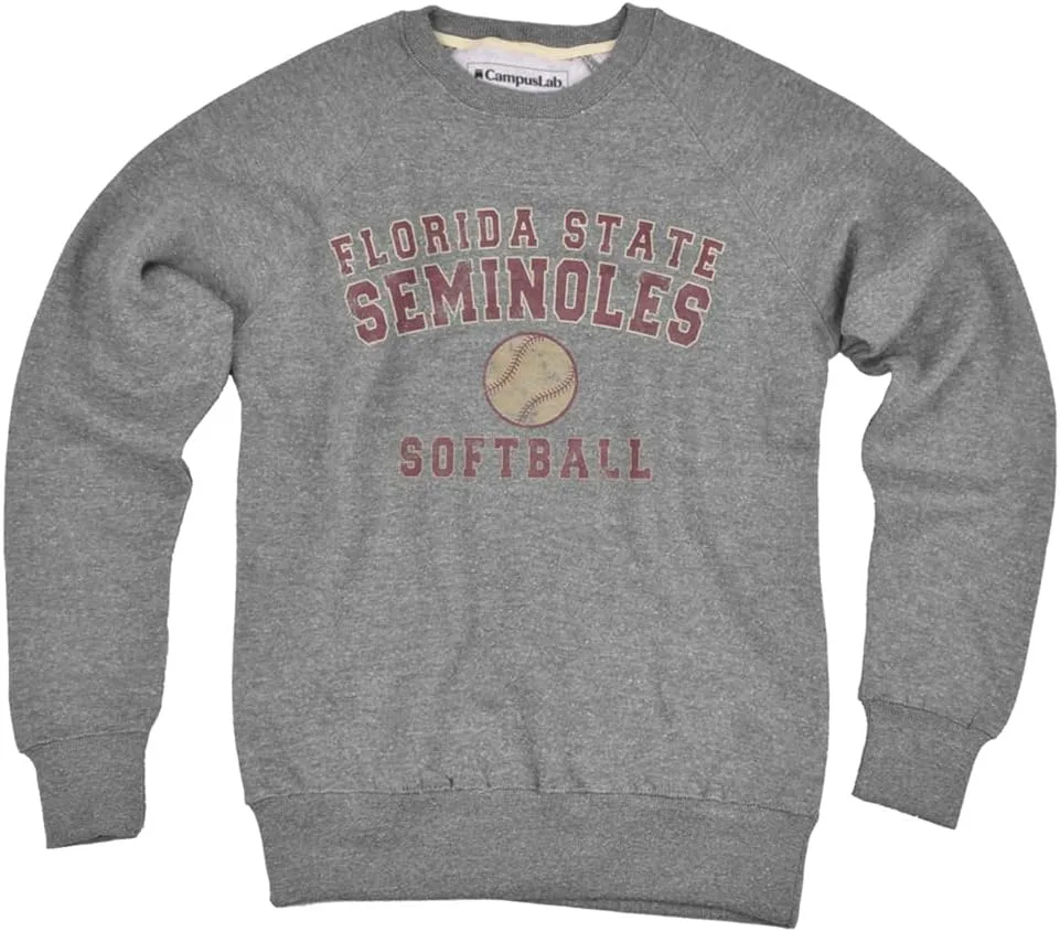 

Campus Lab Florida State University Distressed Softball Unisex Adult Slim Fit Crewneck Sweatshirt