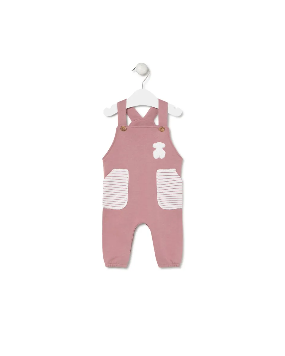 

Детский слюнявчик из гладкого и полосатого хлопка Tous, розовый