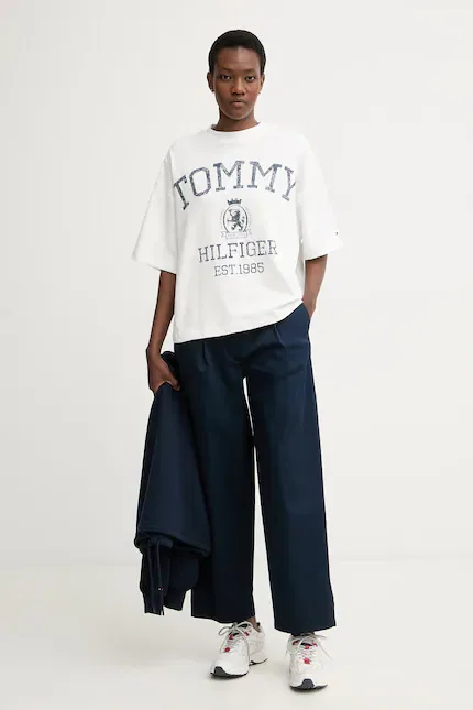 Брюки женские из хлопка классические Tommy Hilfiger, синий — фото 2