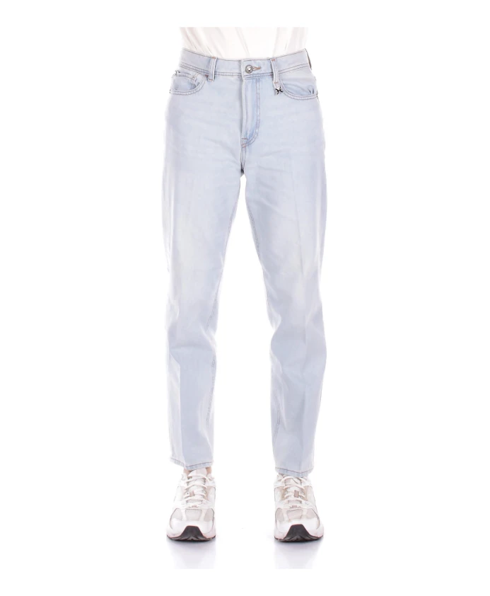 

Джинсы с логотипом на спине и застежкой на пуговицу. John Richmond, синий