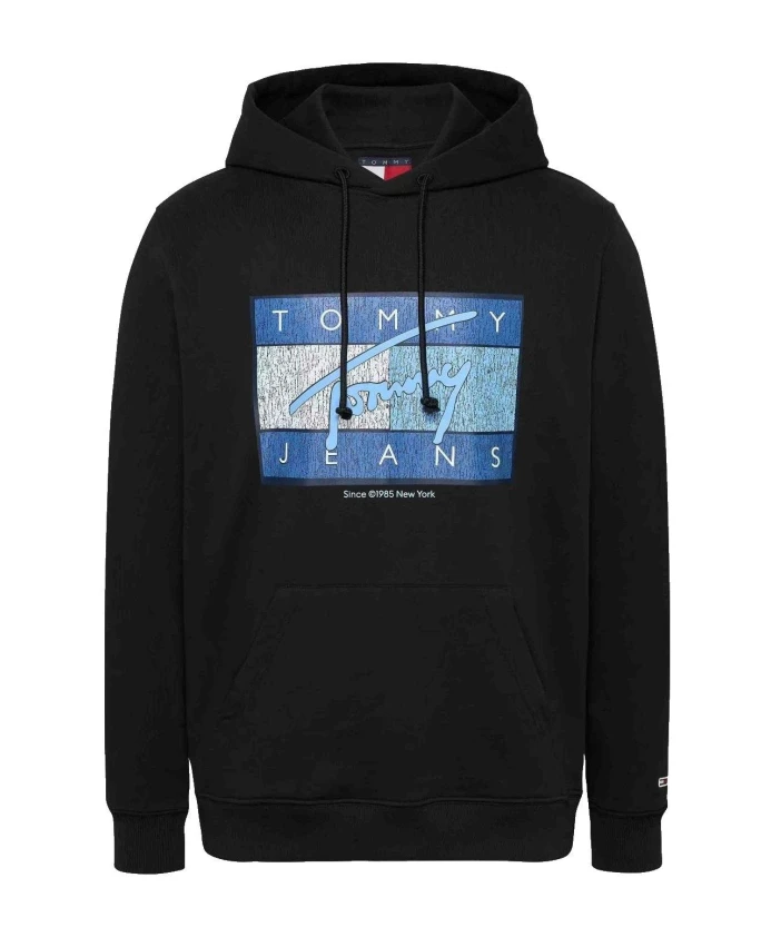 

Толстовка с изображением флага и ДНК в городском стиле Tommy Hilfiger, черный